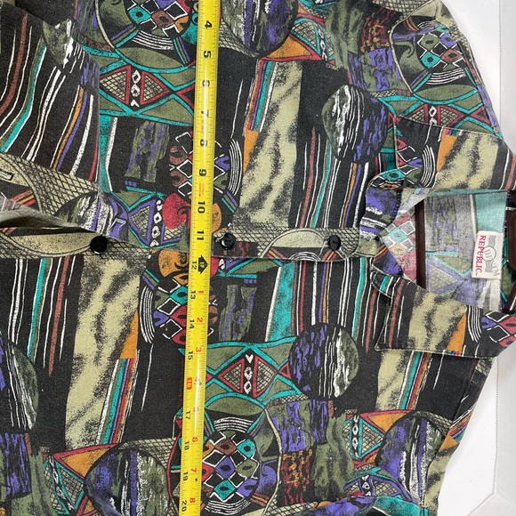 Denim Republic Vintage Men's Short Sleeve Button Down Shirt Geometric Si… - Picture 9 of 13